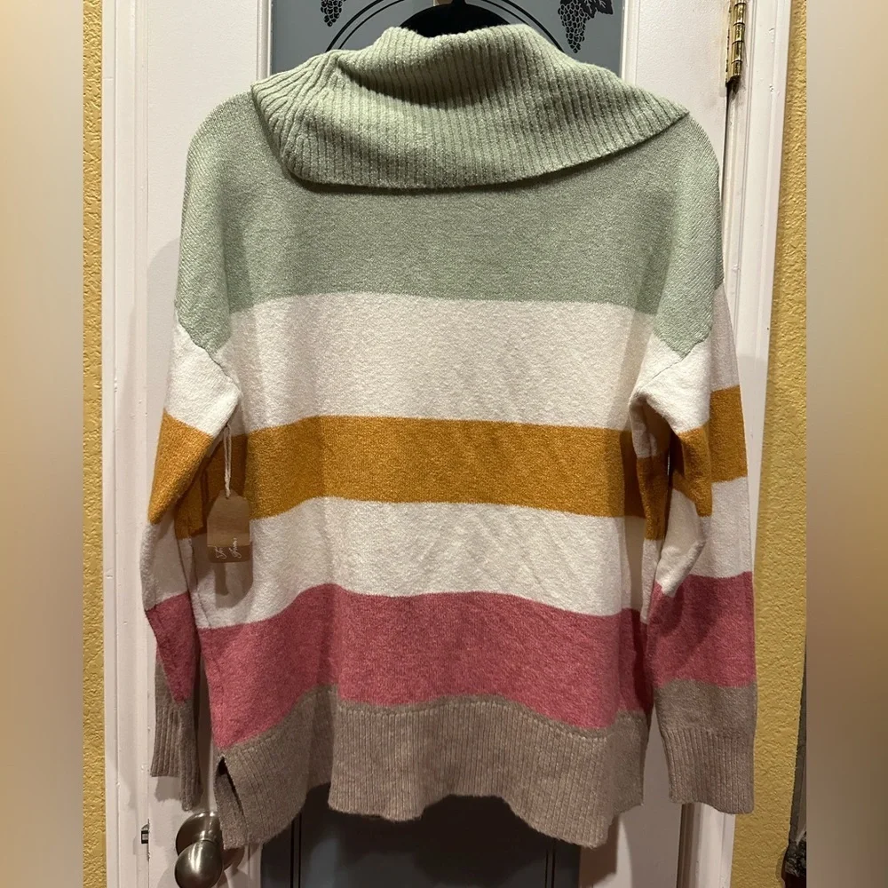 Rachel Zoe Striped Cowl Neck Sweater size M